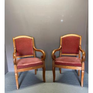 Pair Of Louis Philippe Armchairs In Cherry Wood