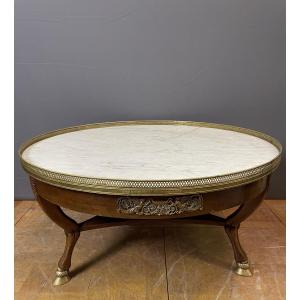 Empire Style Coffee Table In Mahogany And Marble 