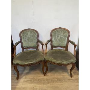 Pair Of Louis XV Period Cabriolet Armchairs Stamped L. Raisin