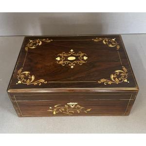 Rosewood And Mother-of-pearl Inlaid Jewelry Box 