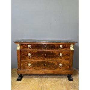 Commode d'époque Consulat en Acajou et placage d'Acajou 