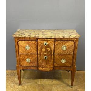 Transitional Chest Of Drawers With Central Projection, Circa 1880