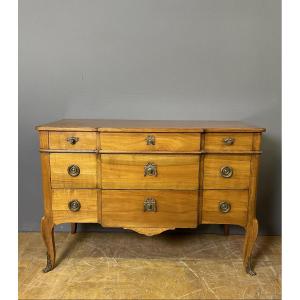 Transitional Chest Of Drawers In Cherry Wood Stamped Mailfert