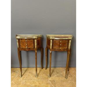Louis XV Marquetry Bedside Pair