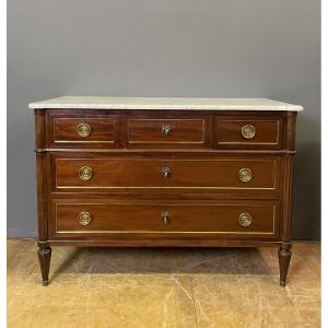 Louis XVI Mahogany And Brass Chest Of Drawers