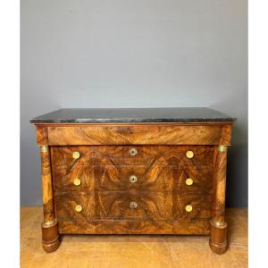 Commode Empire à Colonnes Détachées en Noyer