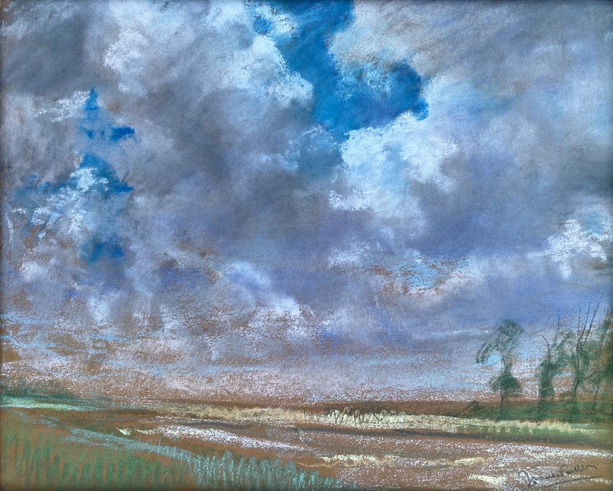 Champs De Nuages, Vande Fackere Joseph, Bruges 1879 - 1946, Peintre Belge-photo-2