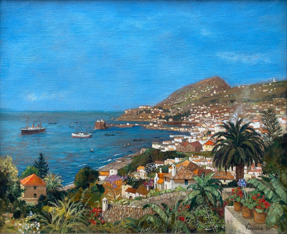 Alfred Kunze, Chemnitz 1866 - 1943, German Painter, View Of Funchal - Madeira, Portugal-photo-2