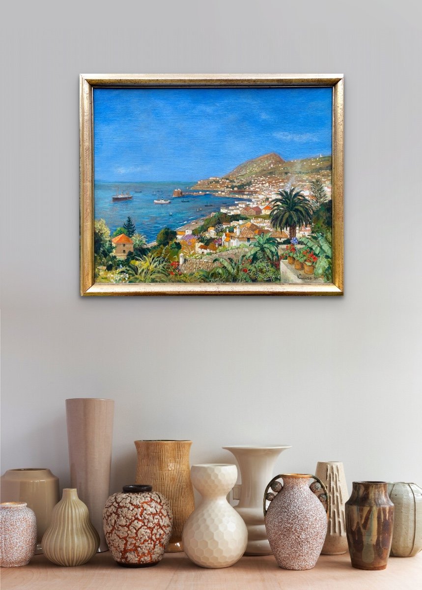 Alfred Kunze, Chemnitz 1866 - 1943, German Painter, View Of Funchal - Madeira, Portugal-photo-3