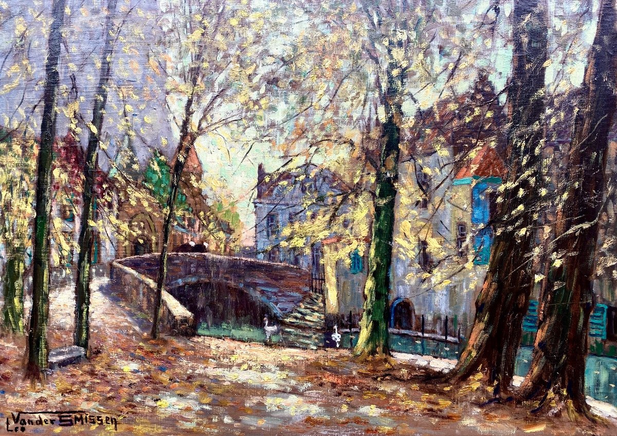Leo Der Smissen, Dendermonde 1900 - 1966 Bruges, Belgian Painter, Autumn In Bruges