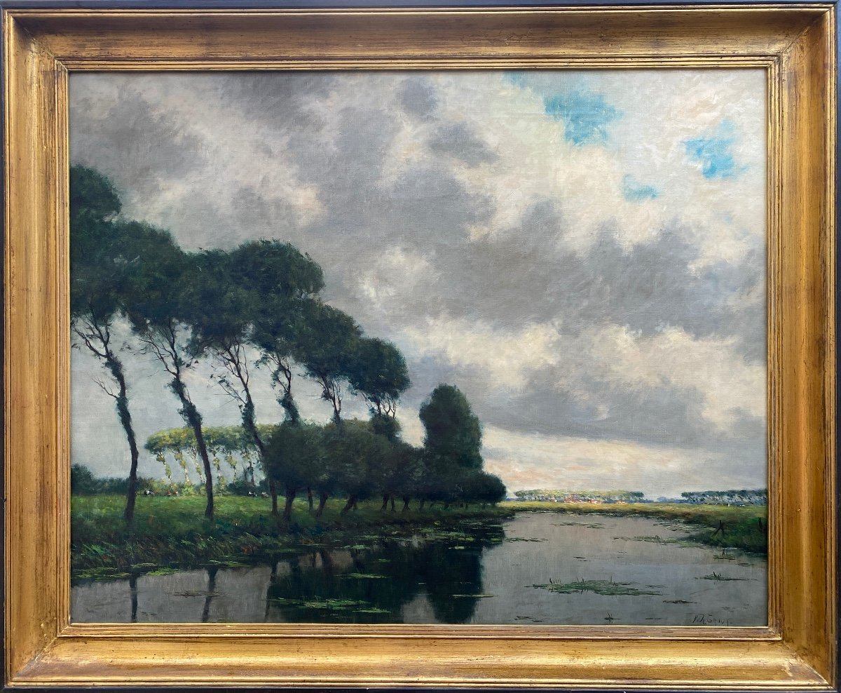 Victor De Groux, Brussels 1895 – 1975, Belgian Painter Landscape At The River