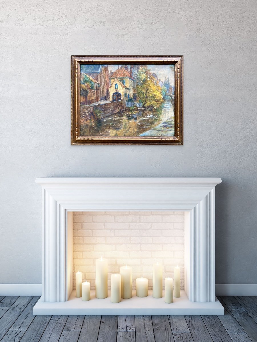Ketty Gilsoul - Hoppe, Düsseldorf 1868 – 1939 Ixelles, Peintre Belge, Vue De Bruges, Aquarelle-photo-1