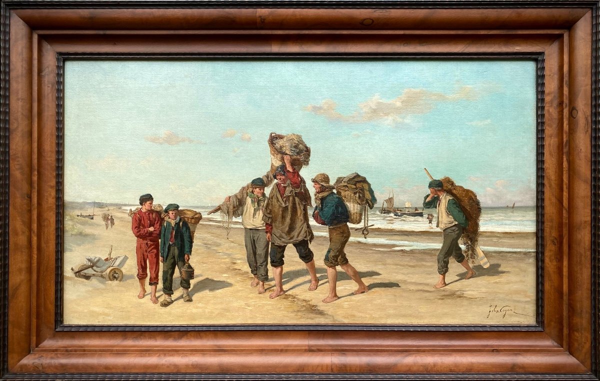 Felix Cogen, Saint-nicolas 1838 - 1907 Brussels, Belgian Painter, Return From Fishing