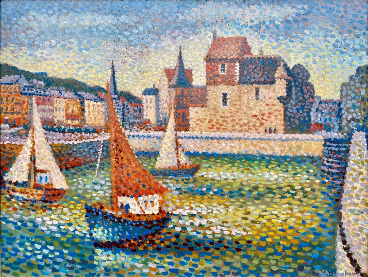 Lucien Neuquelman, Paris 1909 - 1988, Peintre Français, Vieux Port De Honfleur - Normandie-photo-2