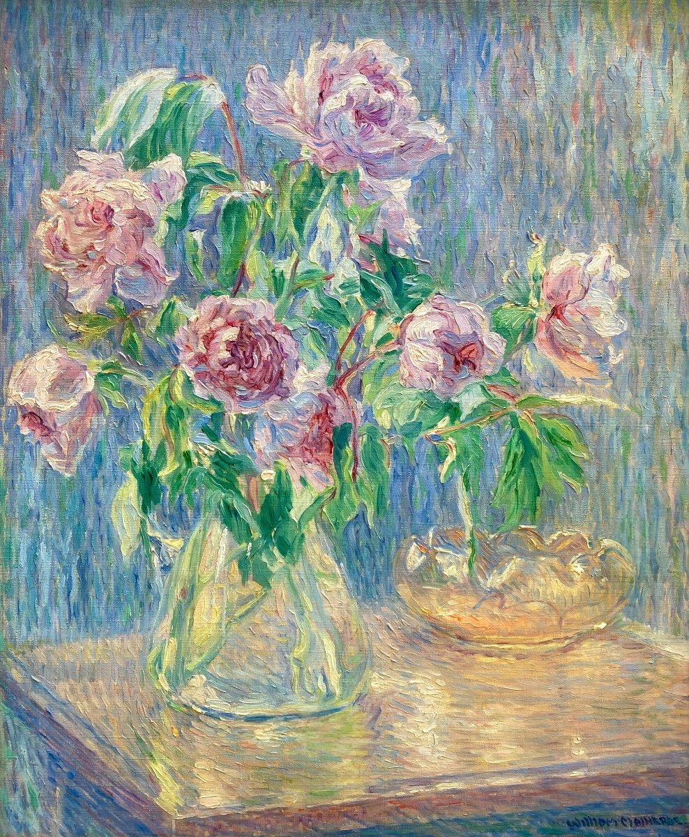 William Malherbe (1884 - 1951) Peintre Franco - Américain - 'Bouquet de Fleurs'-photo-2