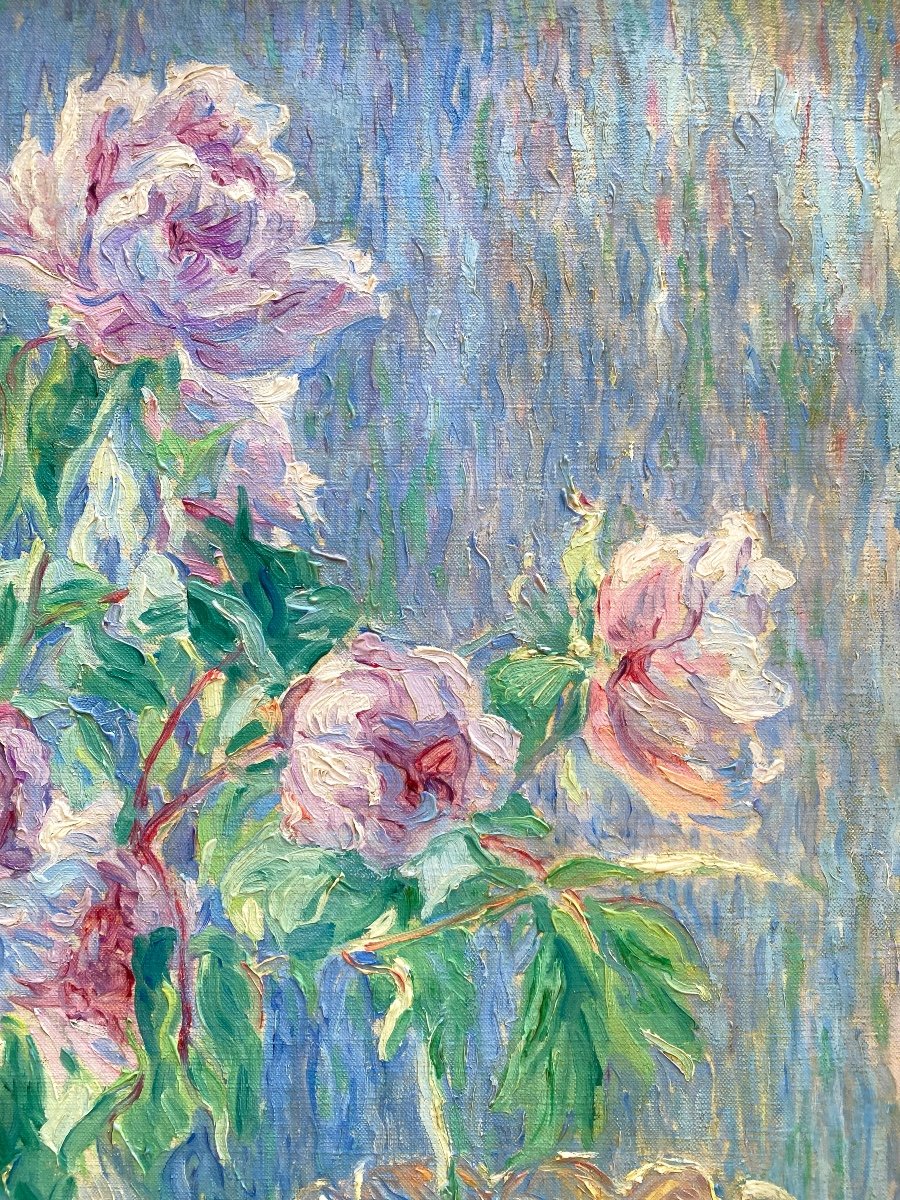 William Malherbe (1884 - 1951) Peintre Franco - Américain - 'Bouquet de Fleurs'-photo-4