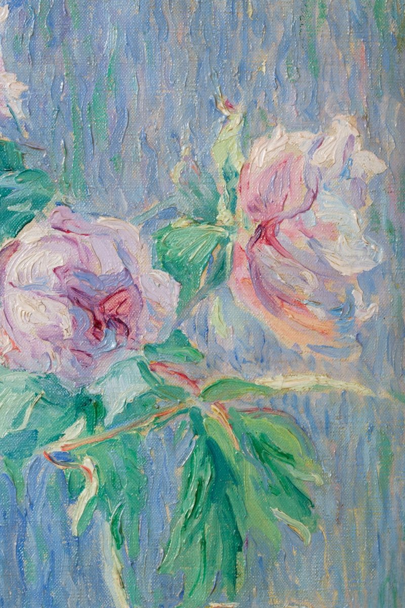 William Malherbe (1884 - 1951) Peintre Franco - Américain - 'Bouquet de Fleurs'-photo-8