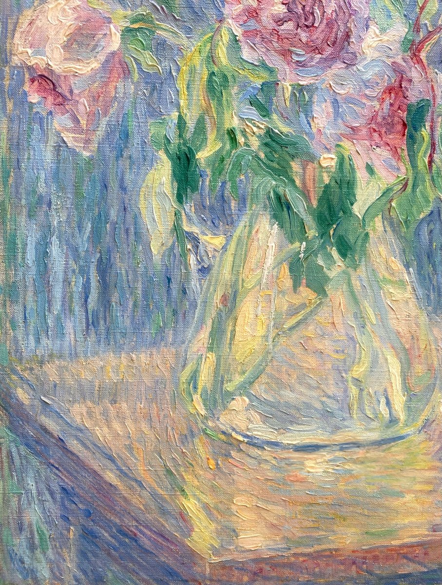 William Malherbe (1884 - 1951) Peintre Franco - Américain - 'Bouquet de Fleurs'-photo-1