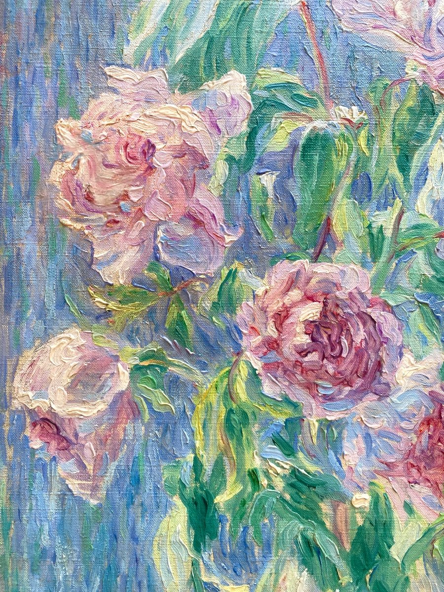 William Malherbe (1884 - 1951) Peintre Franco - Américain - 'Bouquet de Fleurs'-photo-2