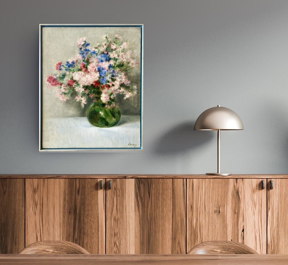 Victor Abeloos (1881 – Bruxelles  - 1965) - ' Bouquet De Fleurs Dans Un Vase Vert'-photo-8