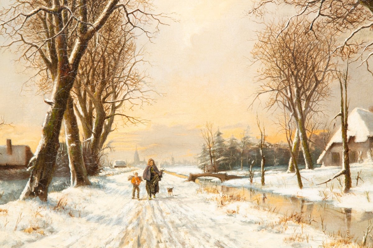 Franciscus Lodewijk Van Gulik (1841 - 1899) - 'Une Promenade Le Long Du Paysage Enneigé’ D.1878-photo-3