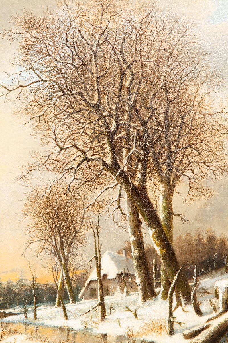 Franciscus Lodewijk Van Gulik (1841 - 1899) - 'Une Promenade Le Long Du Paysage Enneigé’ D.1878-photo-4