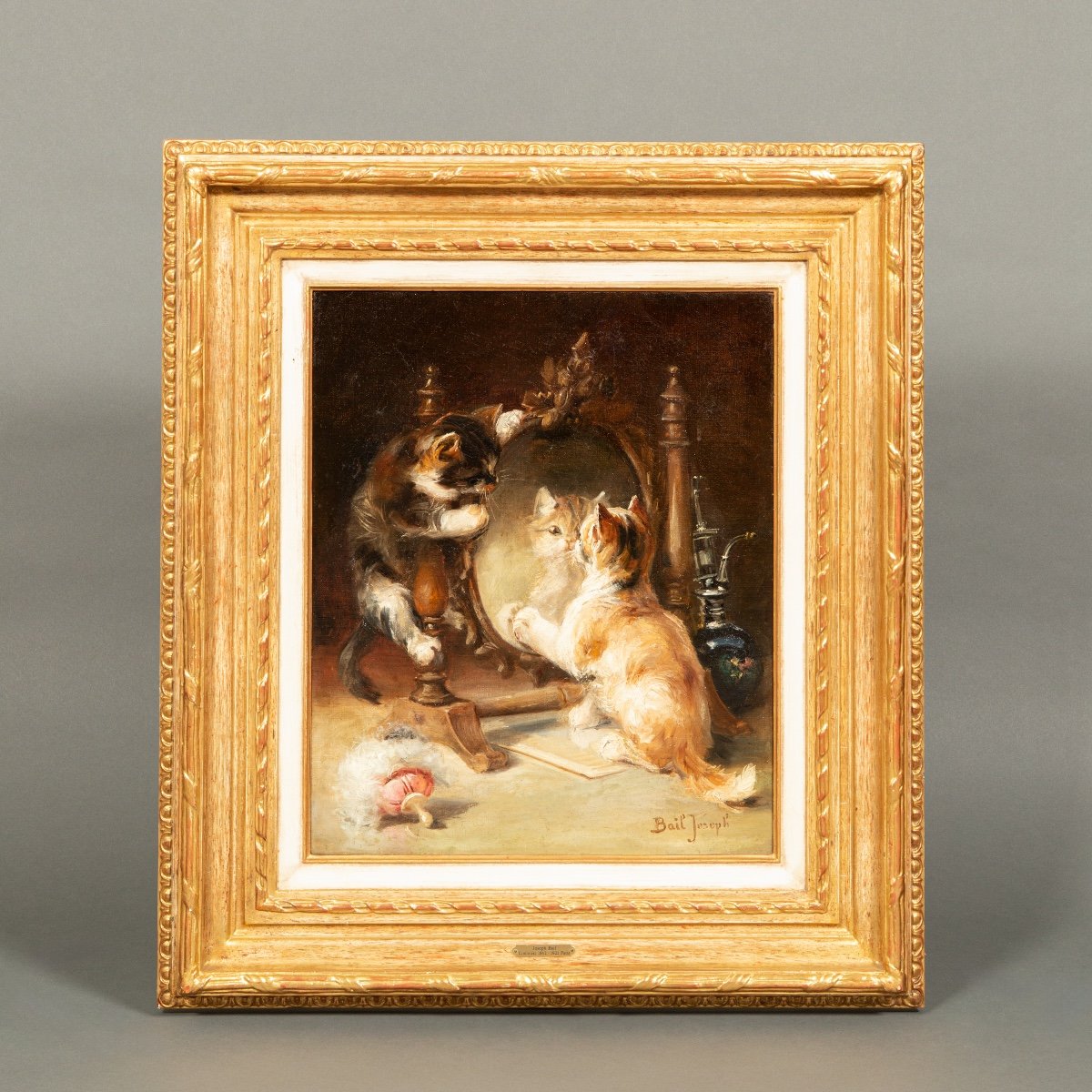 Joseph Bail (1862 – 1921) - Chats Jouant Autour d'Un Miroir-photo-3