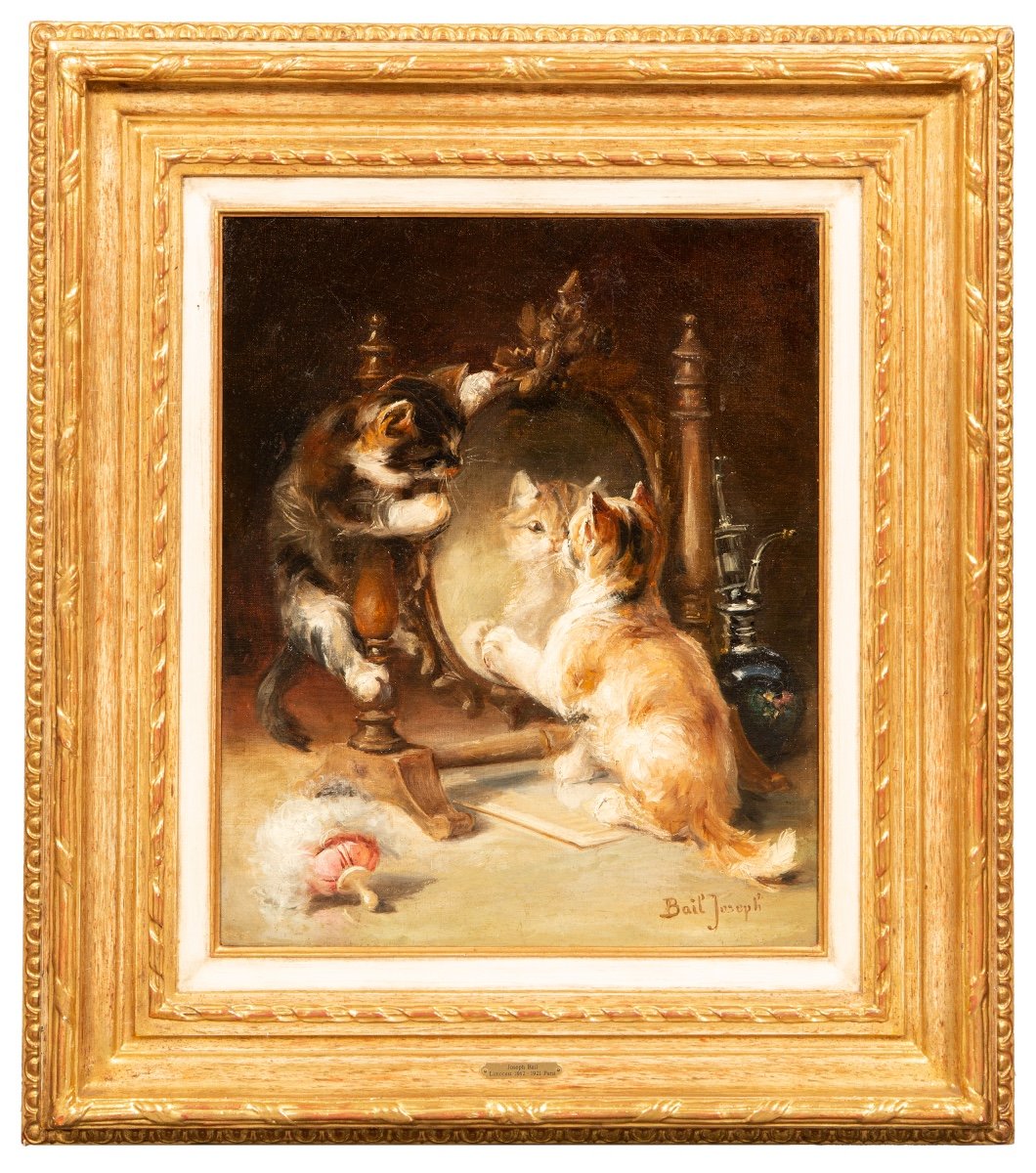 Joseph Bail (1862 – 1921) - Chats Jouant Autour d'Un Miroir