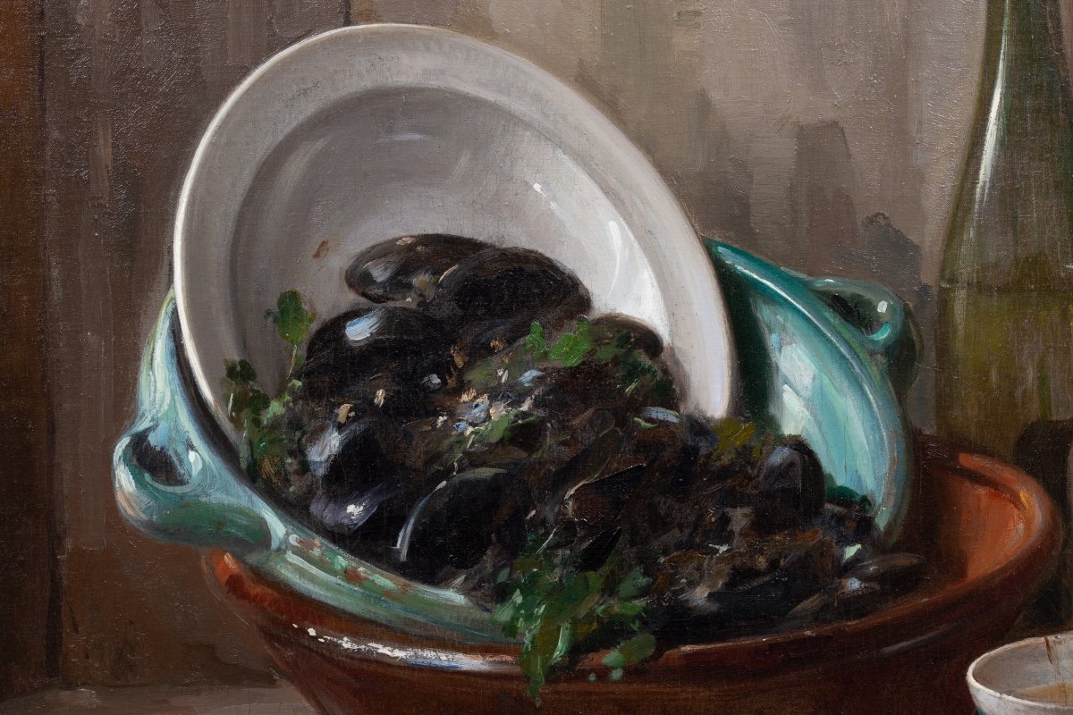August Willem Van Voorden (1881 - 1921) - Still Life After A Meal Of Mussels-photo-6