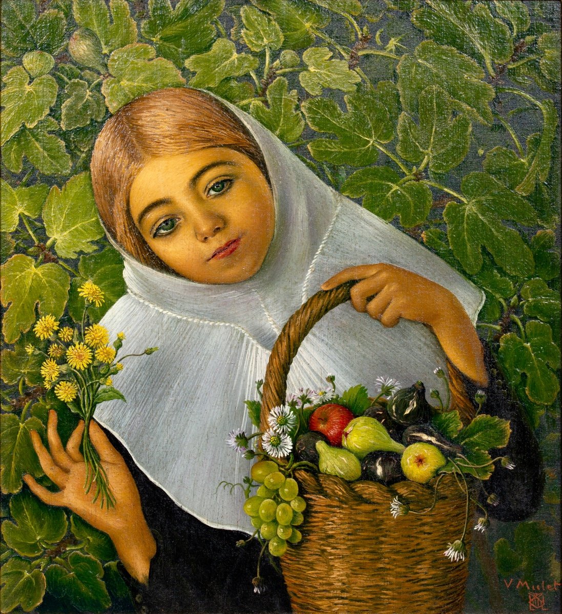 Vicente Mulet Y Claver (1897 – Valencia – 1945) - Gathering Fruit And Flowers-photo-4