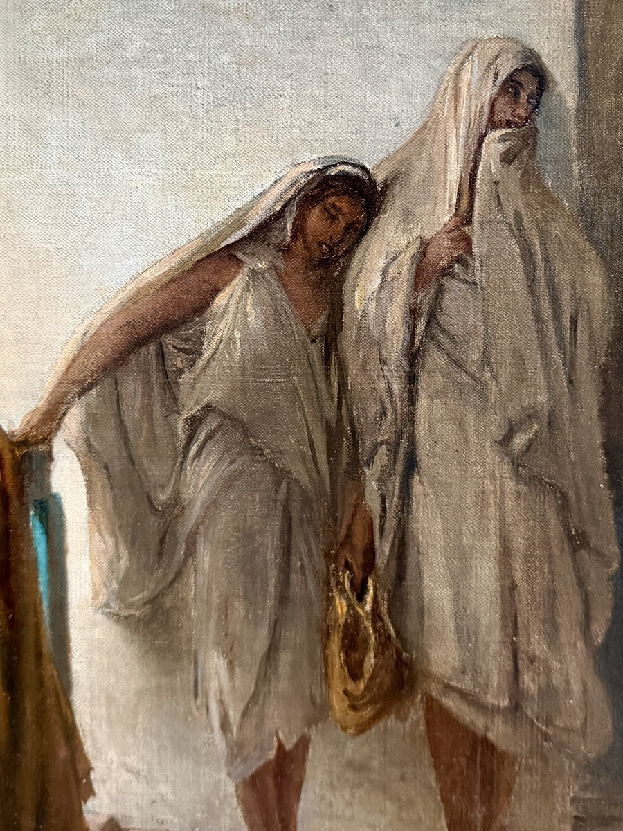 Jean François Portaels (1818 - 1895) - ' Oriental Girls - Beggars In Tangier, Morocco'-photo-3