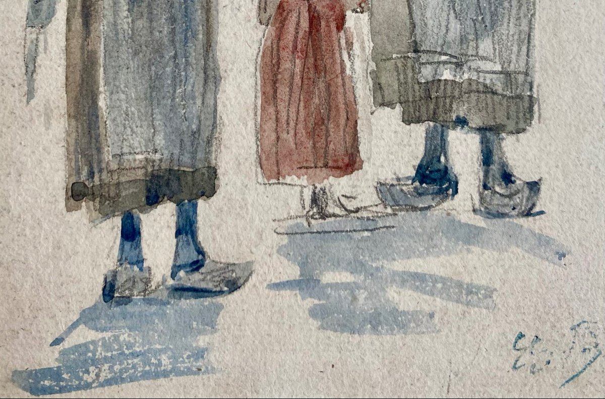 Eugène Louis Boudin (1824 – 1898) - Etude De Jeunes Bretonnes-photo-5
