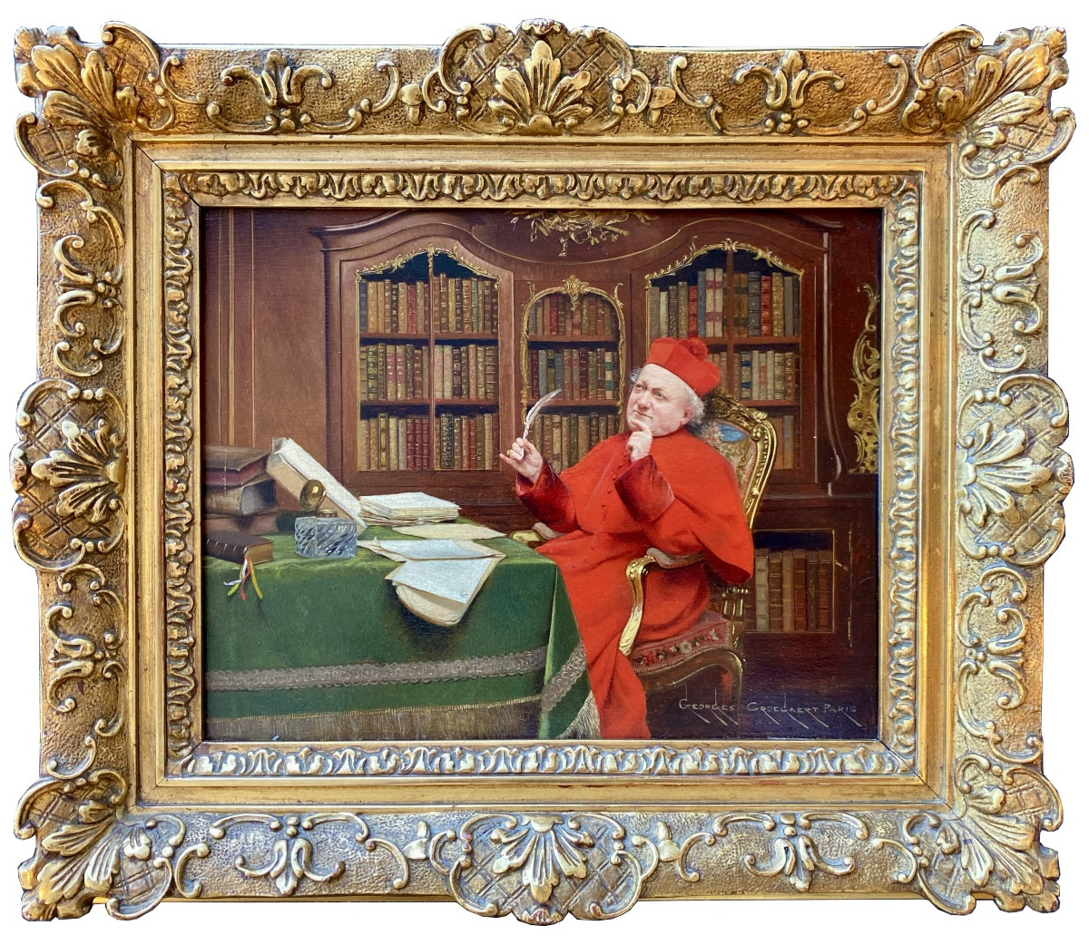 Georges Croegaert ( Antwerp 1848 – 1923 Paris ) - ' Cardinal In His Thoughts ' 