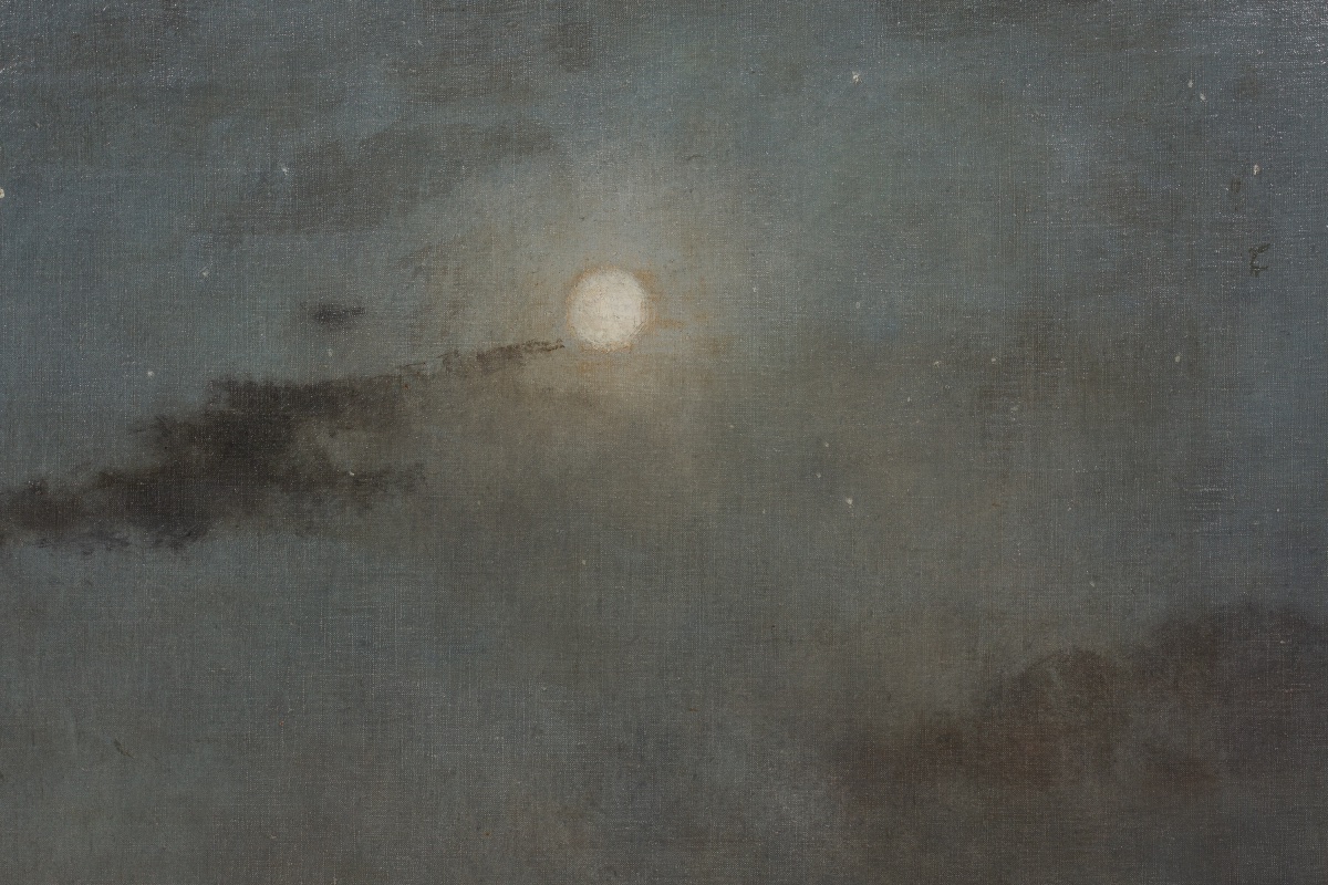 Alfred Stevens ( Bruxelles 1823 – Paris 1906) - ' Clair De Lune Sur La Mer ' Signé Et Daté 1892-photo-2
