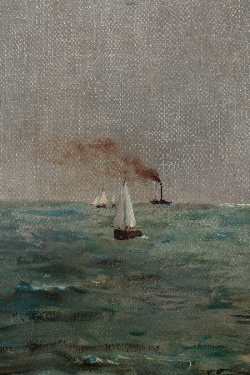 Alfred Stevens ( Bruxelles 1823 – Paris 1906) - ' Clair De Lune Sur La Mer ' Signé Et Daté 1892-photo-3