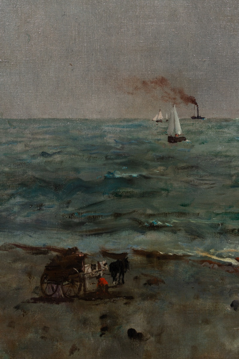 Alfred Stevens ( Bruxelles 1823 – Paris 1906) - ' Clair De Lune Sur La Mer ' Signé Et Daté 1892-photo-6
