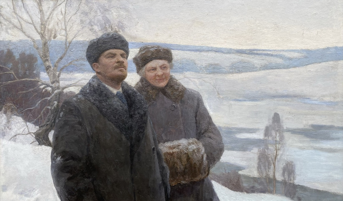 Petr Nikolaevitch Malyshev (1909  – 1976) - ' Lénine Et Krupskaya Dans Un Paysage D’hiver '-photo-2