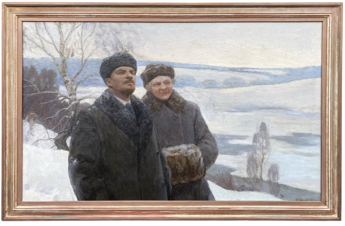 Petr Nikolaevitch Malyshev (1909  – 1976) - ' Lénine Et Krupskaya Dans Un Paysage D’hiver '