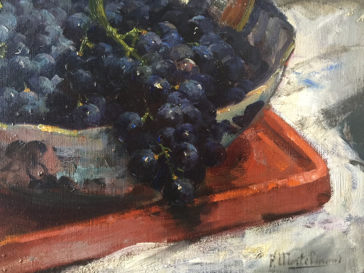 Frans Mortelmans (1865 – Anvers – 1936) - ' Nature Morte Au Vase En Porcelaine Et Aux Fruits '-photo-2