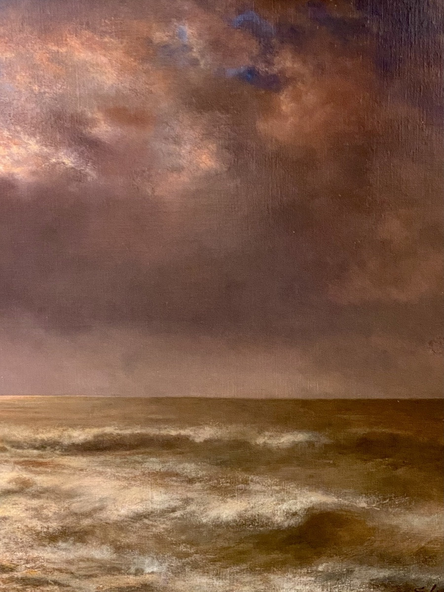 Joseph Schippers (1868 – Antwerp – 1950) - ' Sunset Over The Sea ' Dated 1936-photo-5