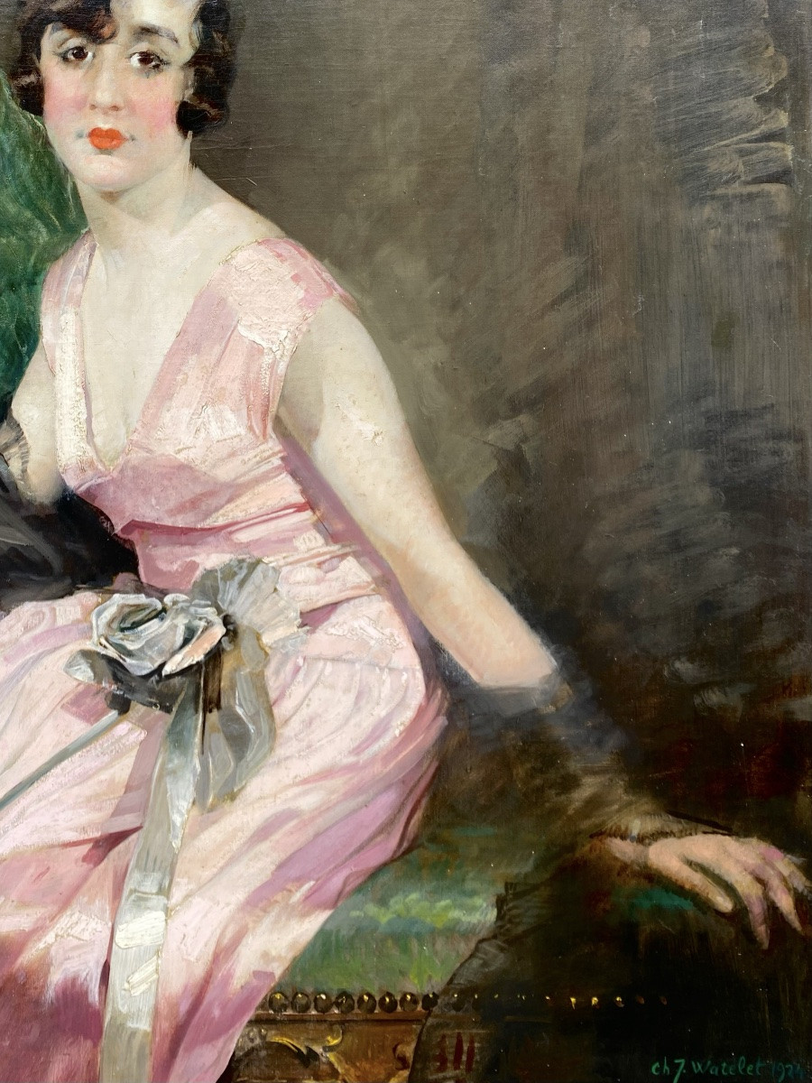 Charles Joseph Watelet ( 1867 – 1954 ) - ' Dame en Rose '-photo-3