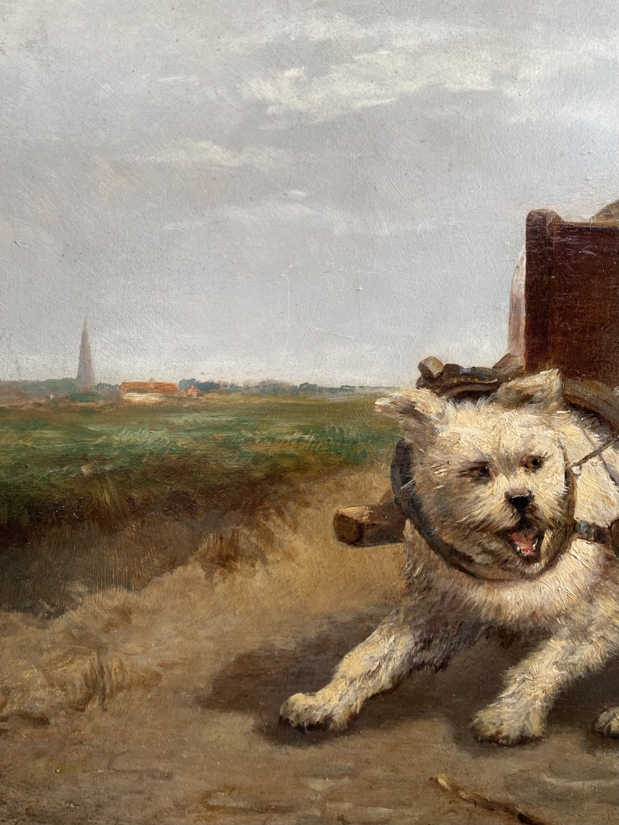 Henriëtte Ronner - Knip (1821 – 1909) - ' Boy In A Cart Pulled By Dogs'-photo-4
