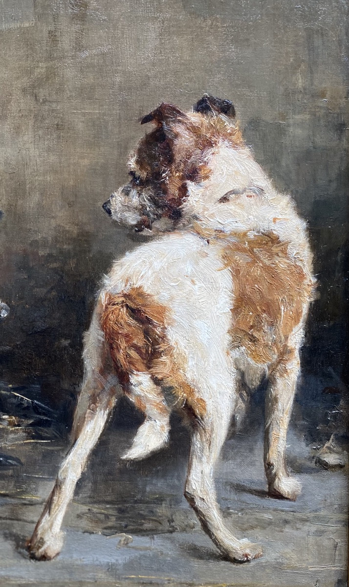 Charles Van Den Eycken ( 1859 – Bruxelles – 1923 ) - ' Chien protégeant son déjeuner '-photo-7