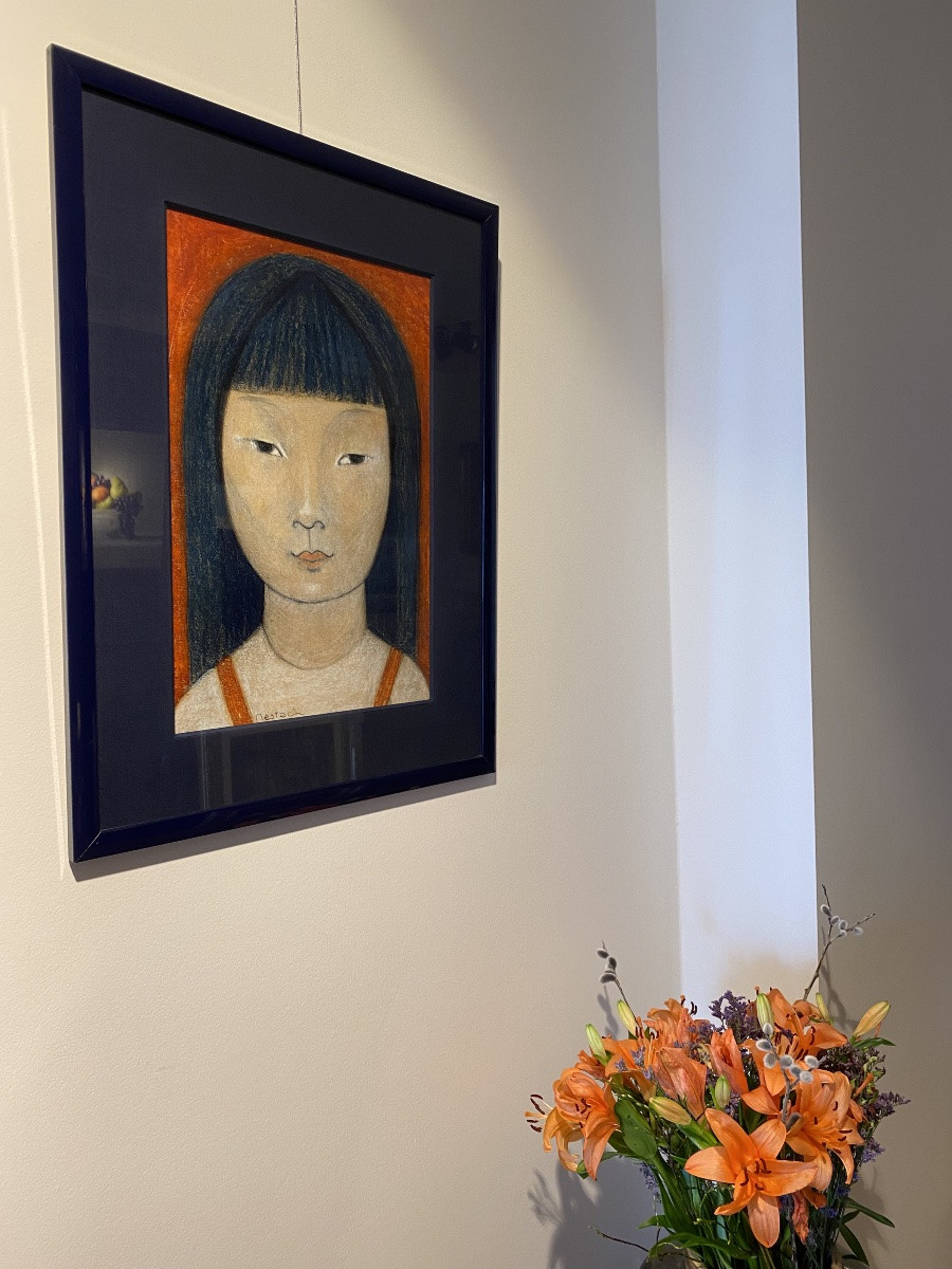 Jean Willy Mestach (1936 – Gand – 2014) - ' Portrait d'une jeune fille asiatique '-photo-1