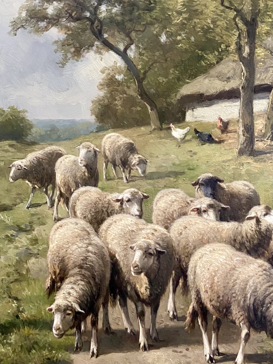 Cornelis Van Leemputten ( 1841 – 1902 ) - ' The Shepherd With His Flock '-photo-2