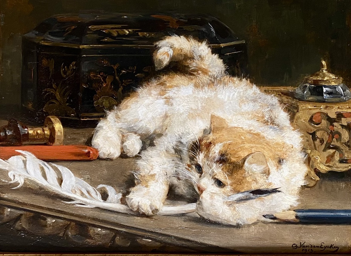 Charles Van Den Eycken  (1859 – Bruxelles – 1923) -  ﻿'﻿ L’écrivain ' (1913)-photo-2