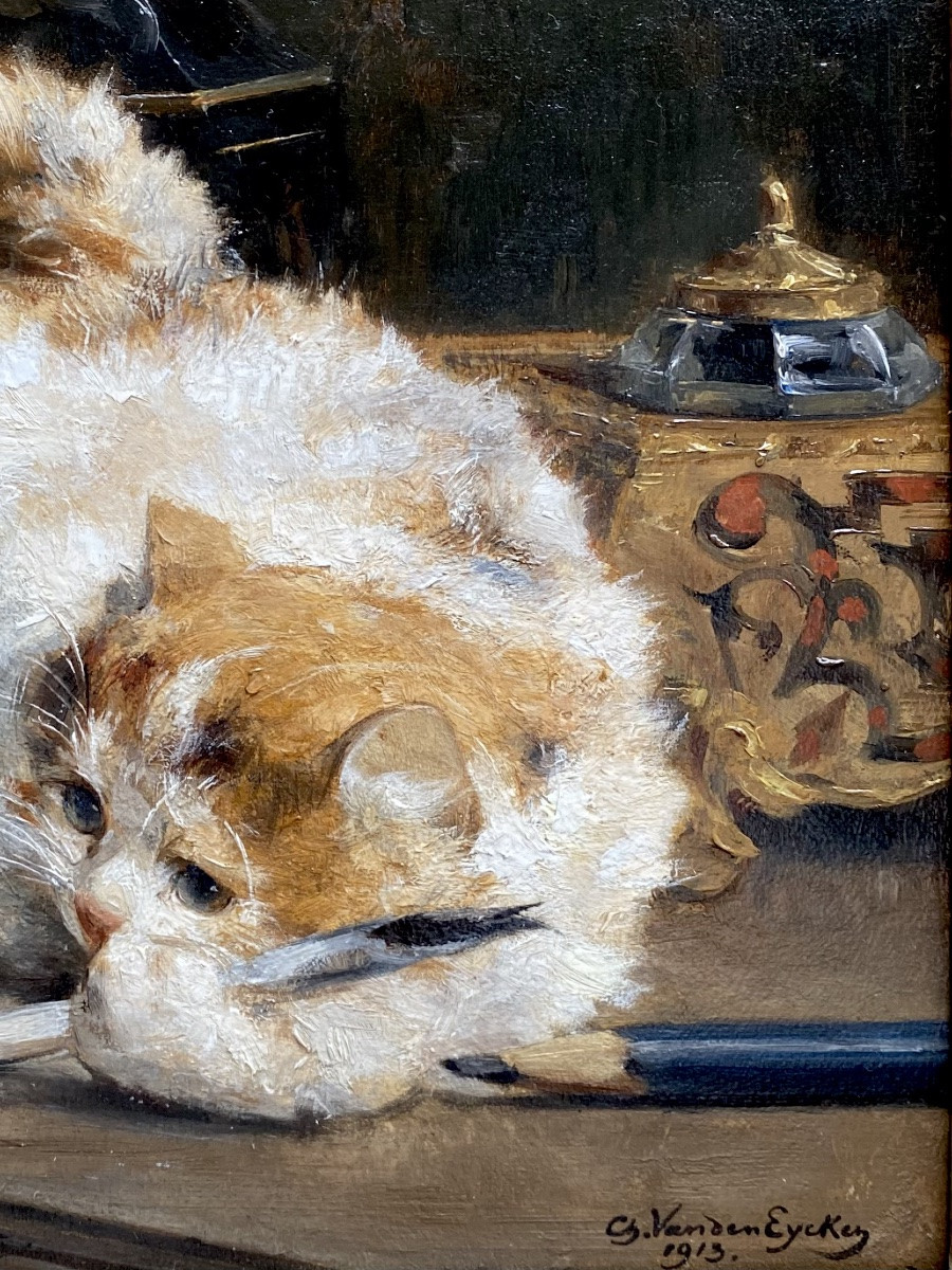 Charles Van Den Eycken  (1859 – Bruxelles – 1923) -  ﻿'﻿ L’écrivain ' (1913)-photo-3