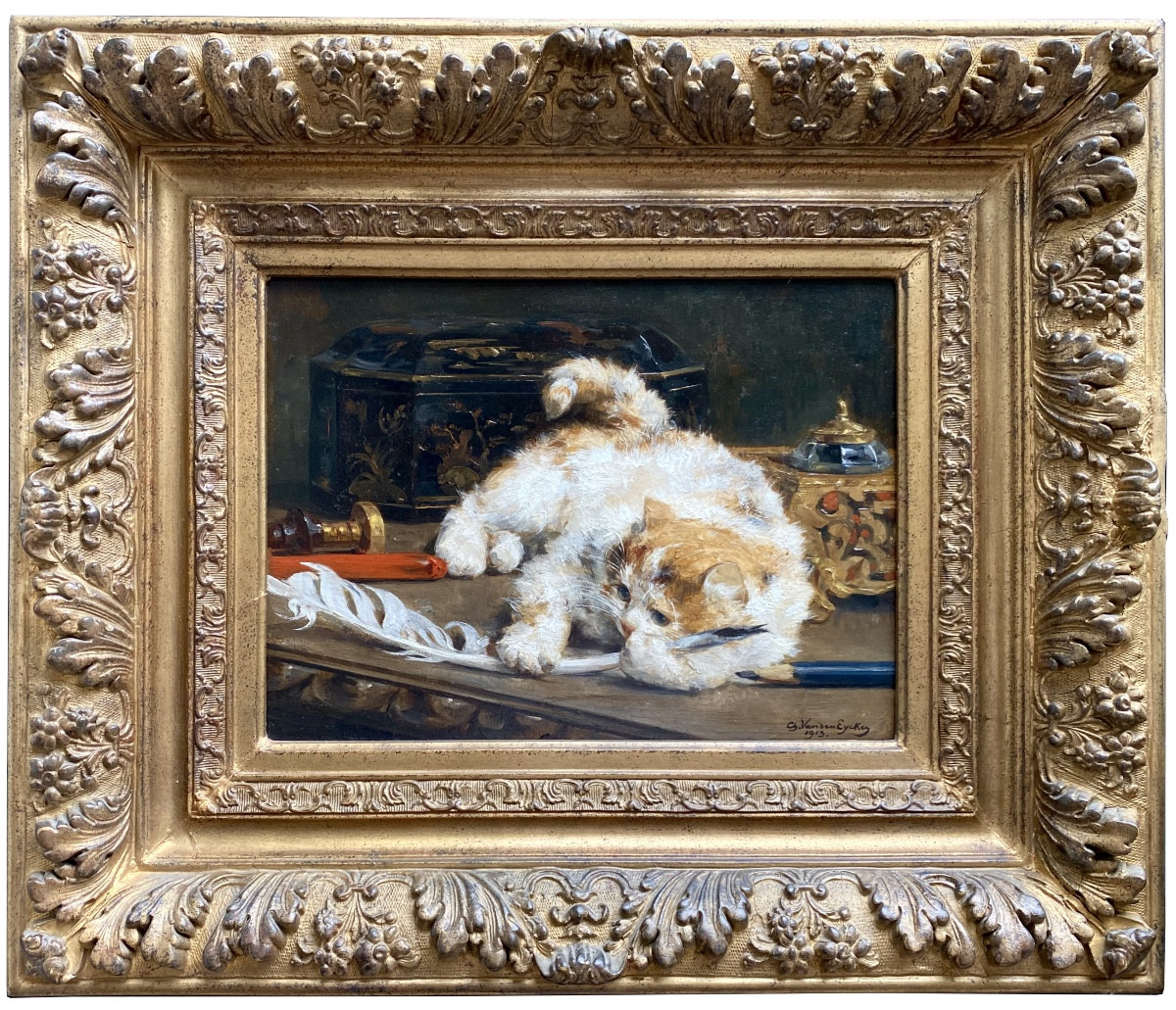 Charles Van Den Eycken  (1859 – Bruxelles – 1923) -  ﻿'﻿ L’écrivain ' (1913)