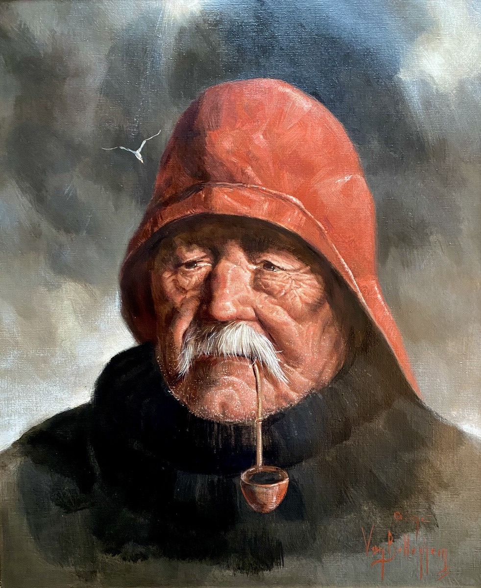 Aimé Van Belleghem  ( Veurne 1922 – 1996 Bruges ) - ' Vieux pêcheur '-photo-2