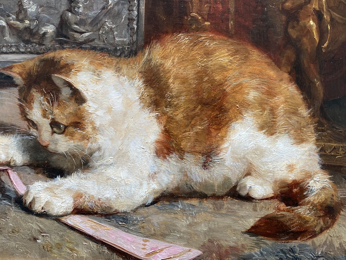 Charles Van Den Eycken (1859 – Brussels – 1923)  - ' Curious Kittens'-photo-3